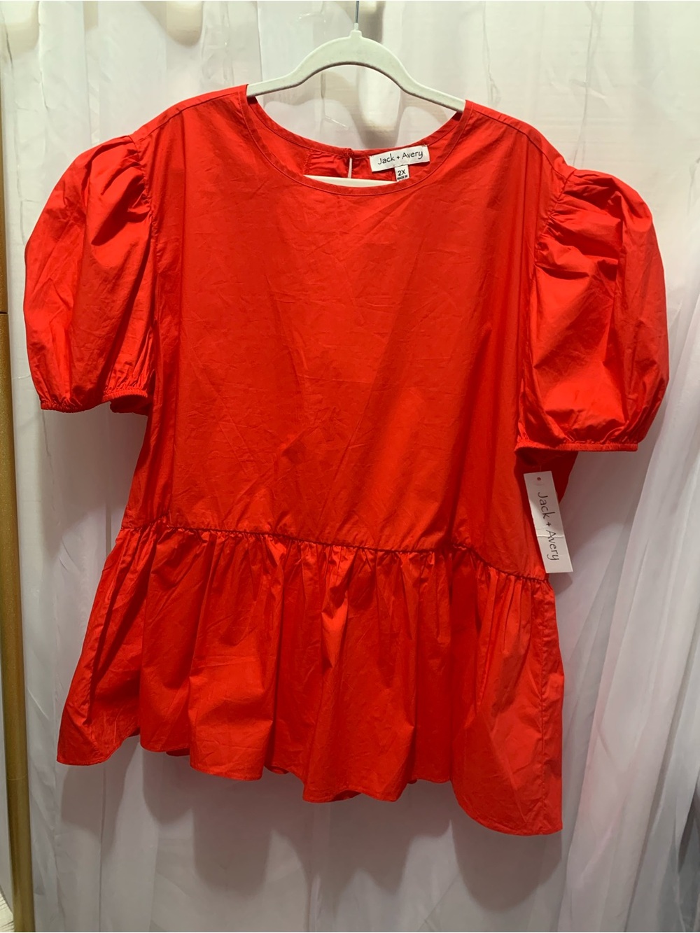 Jack + Avery Puff Shoulder Peplum Top